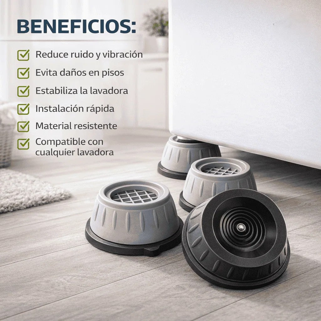 ✨ ¡Adiós al ruido de tu lavadora! Almohadillas Antivibración para Lavadora (Set x4)✨🛑