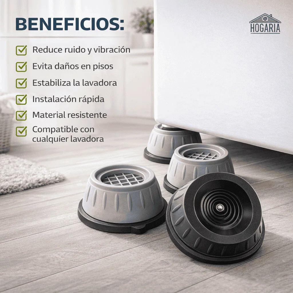 ✨ ¡Adiós al ruido de tu lavadora! Almohadillas Antivibración para Lavadora (Set x4)✨🛑